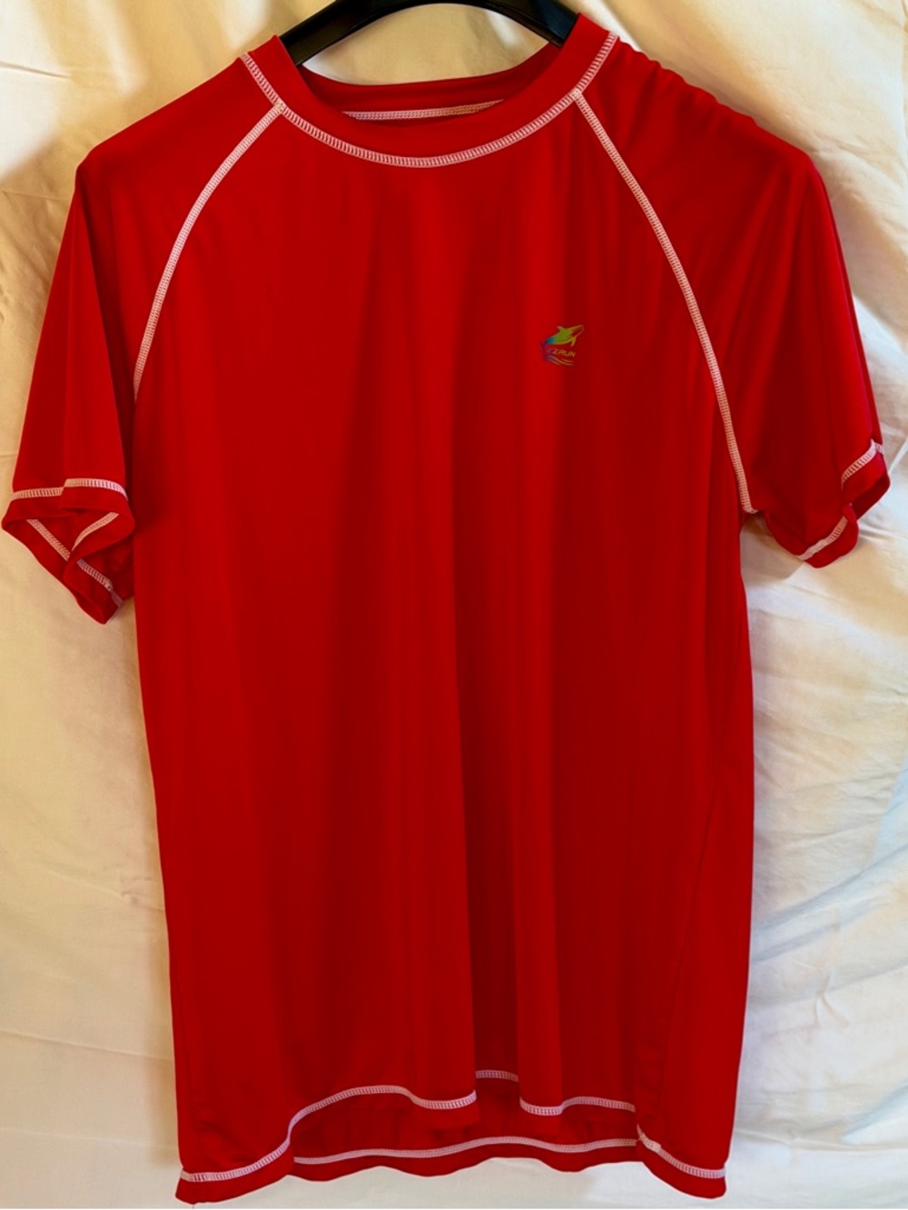 Red Short Sleeve Men’s Running!/Athletic shirt